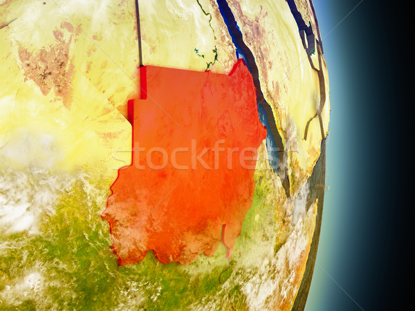 Sudan in red from space Stock photo © Harlekino