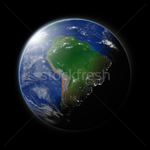 América del sur planeta tierra azul aislado negro Foto stock © Harlekino