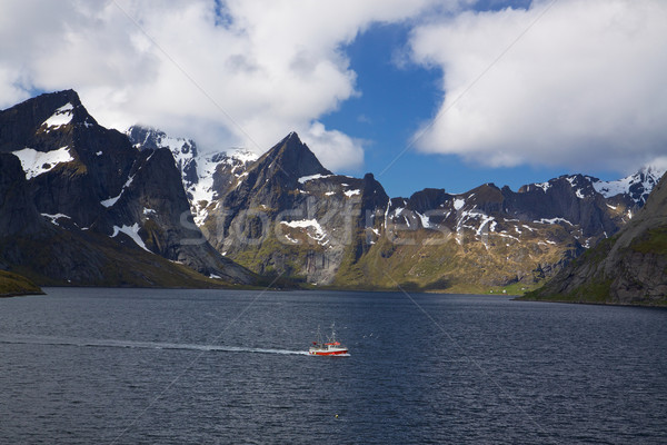 Fishing boat in fjord Stock photo © Harlekino