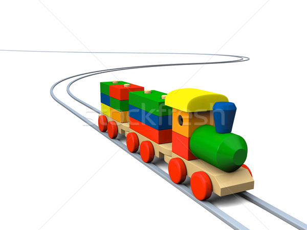деревянная игрушка поезд иллюстрация 3d иллюстрации красочный модель Сток-фото © Harlekino