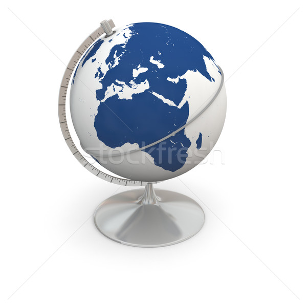 Wereldbol witte Blauw continenten geïsoleerd communie Stockfoto © Harlekino