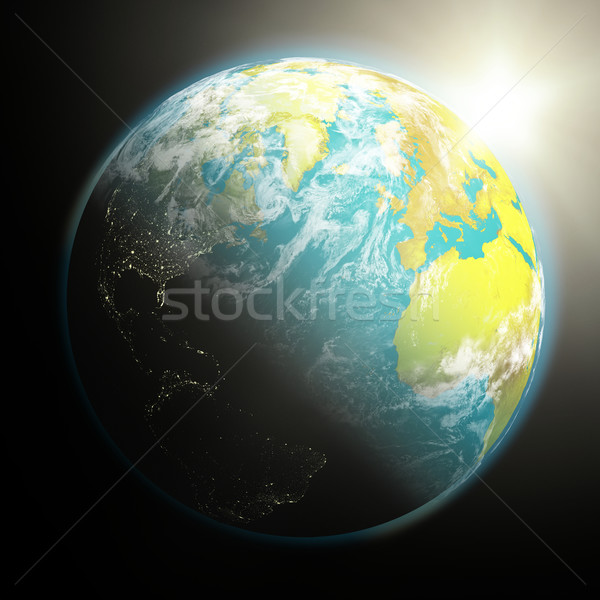 Sun rising over Earth Stock photo © Harlekino