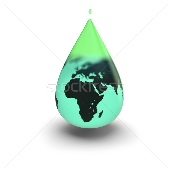 Earth inside green water drop Stock photo © Harlekino