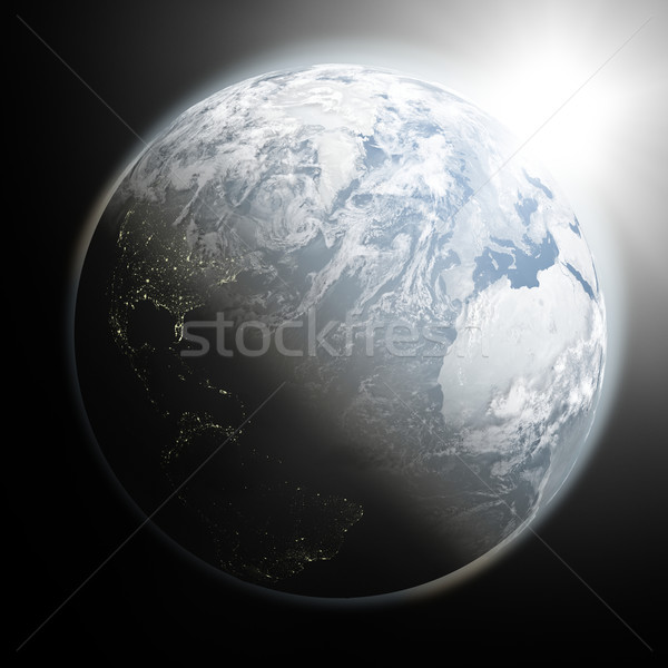 Sonne Aufgang Erde Raum Ansicht nördlich Stock foto © Harlekino