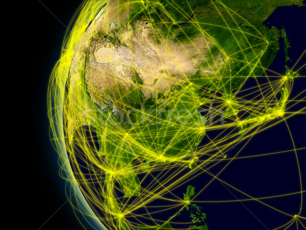 Ázsia kapcsolatok űr fő- levegő forgalom Stock fotó © Harlekino