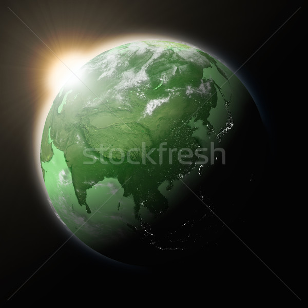 Stock fotó: Nap · Délkelet-Ázsia · zöld · Föld · izolált · fekete