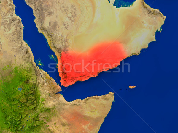 Yemen from space in red Stock photo © Harlekino