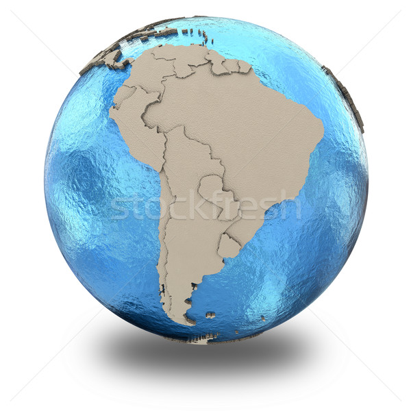 South America on model of planet Earth Stock photo © Harlekino