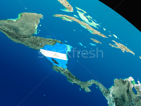 Flag of Nicaragua from space Stock photo © Harlekino