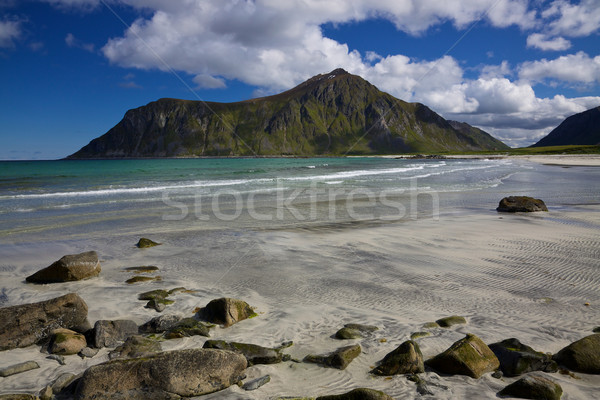 Beach on Flakstadoya Stock photo © Harlekino