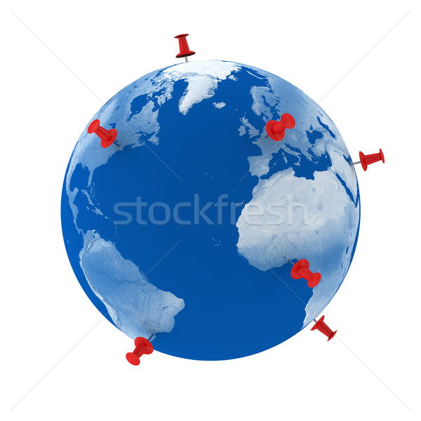 Ziemi czerwony niebieski planety Ziemi odizolowany biały Zdjęcia stock © Harlekino