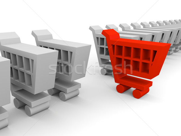 Stock fotó: Vásárlás · egy · piros · bevásárlókocsi · végtelen · csetepaté