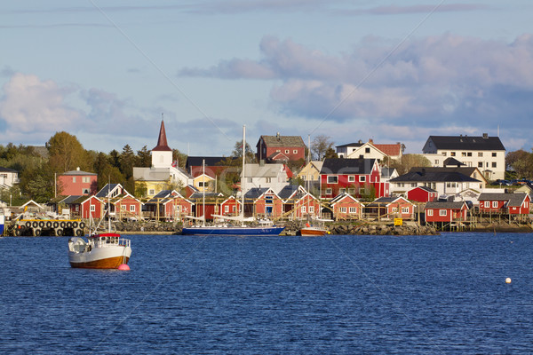 Halászat falu Norvégia festői város szigetek Stock fotó © Harlekino