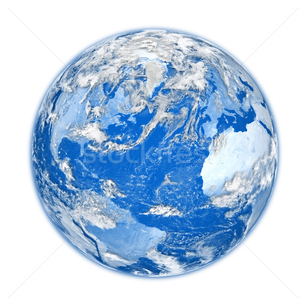 Niebieski ziemi planety Ziemi chmury odizolowany biały Zdjęcia stock © Harlekino