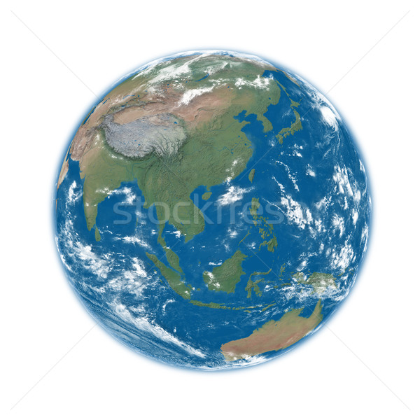 Stockfoto: Blauw · aarde · aarde · geïsoleerd · witte