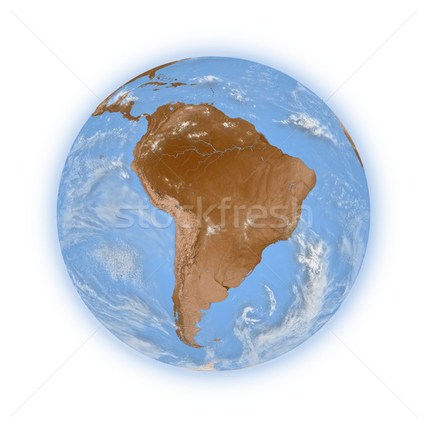 America de sud Planet Earth albastru izolat alb Imagine de stoc © Harlekino