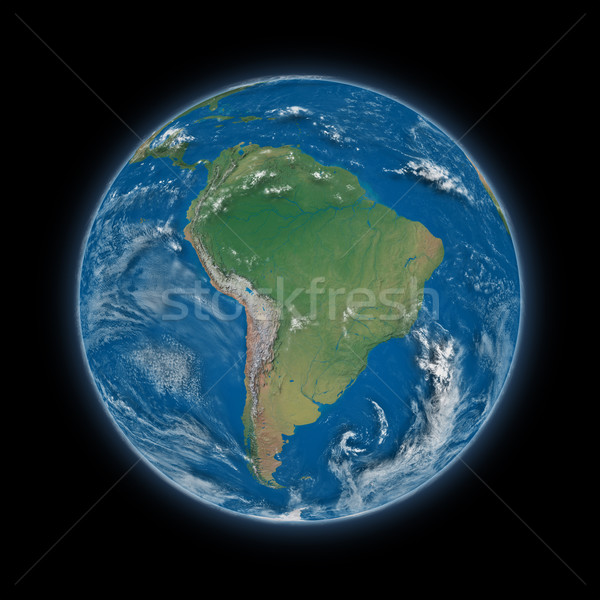 America de sud Planet Earth albastru izolat negru Imagine de stoc © Harlekino