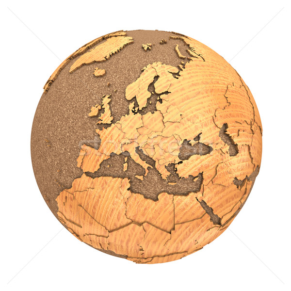 Europe on wooden planet Earth Stock photo © Harlekino