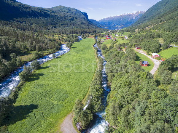 Scenic Norvegia tipic verde vale Imagine de stoc © Harlekino