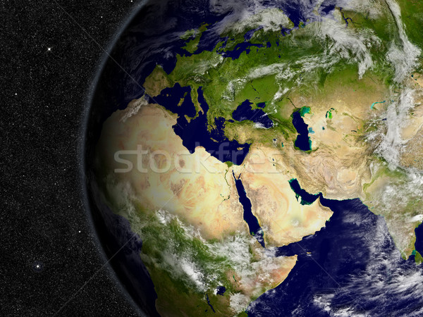 Regiune Planet Earth Europa Orientul Mijlociu Africa spaţiu Imagine de stoc © Harlekino