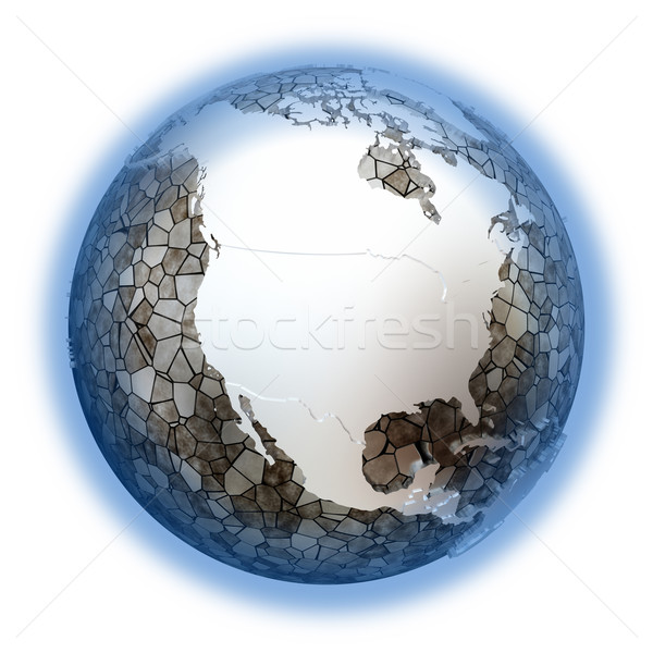 North America on metallic Earth Stock photo © Harlekino