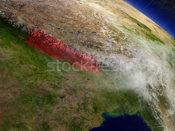 Nepal from space highlighted in red Stock photo © Harlekino