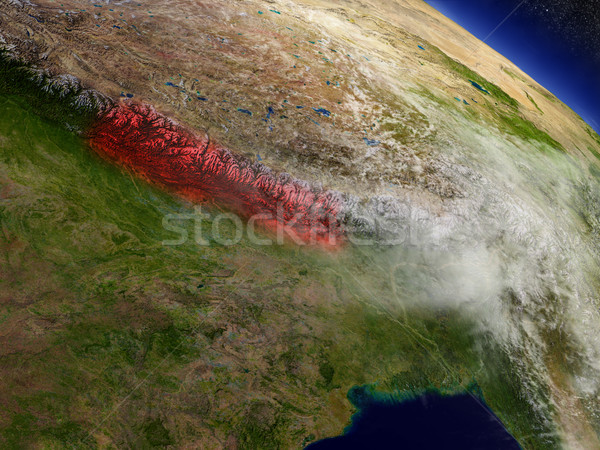 Népal espace rouge 3d illustration [[stock_photo]] © Harlekino