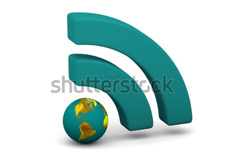 Azul wi-fi símbolo planeta terra isolado branco Foto stock © Harlekino