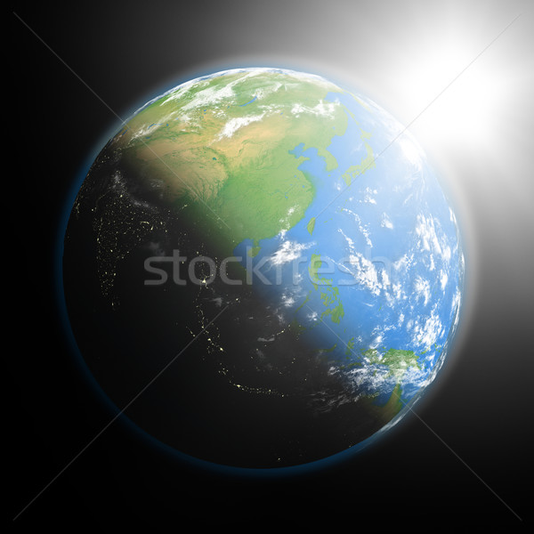 Zonsopgang ruimte zon Stockfoto © Harlekino