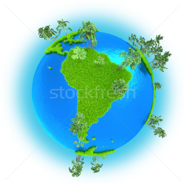 Foto stock: África · planeta · terra · gramíneo · árvores · isolado · branco