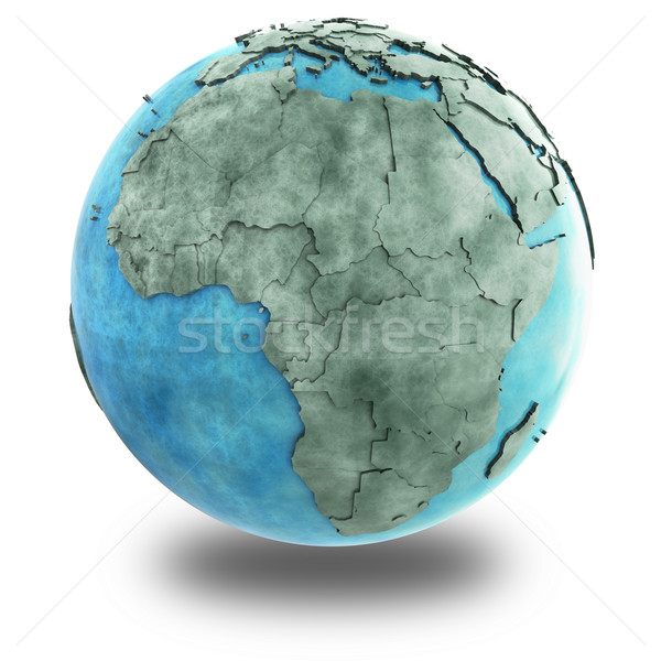 Africa marmură Planet Earth 3D model albastru Imagine de stoc © Harlekino