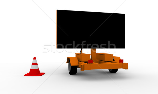 Roadworks cart with signboard Stock photo © Harlekino