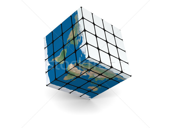 Stockfoto: Aarde · kubus · aarde · geïsoleerd · witte
