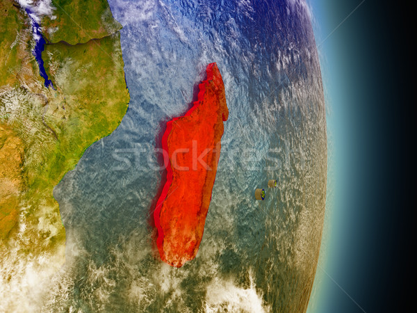 Madagaskar kırmızı uzay model yörünge 3d illustration Stok fotoğraf © Harlekino