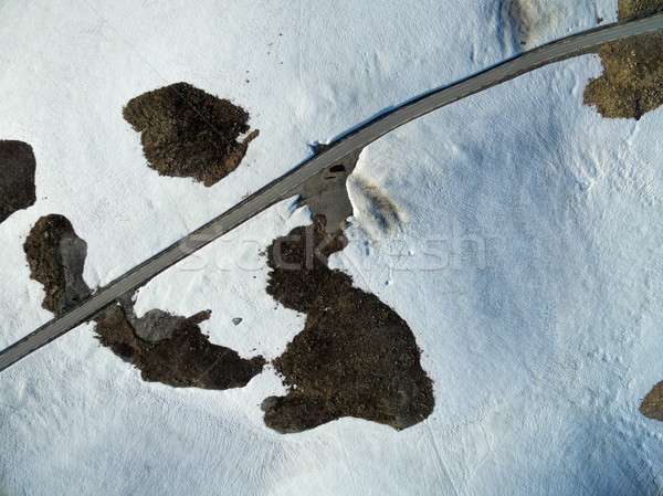 Aéreo carretera nieve estrecho paisaje Foto stock © Harlekino