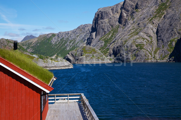 Traditional norwegian fishing house Stock photo © Harlekino