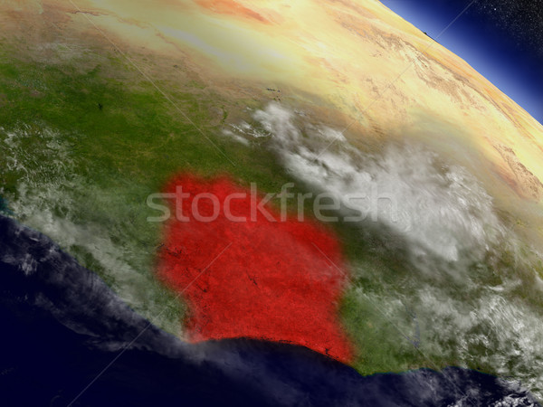 Ivory Coast from space highlighted in red Stock photo © Harlekino