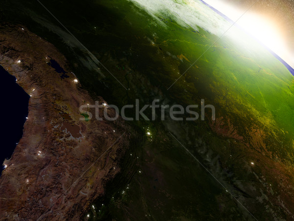 Bolivia from space during sunrise Stock photo © Harlekino