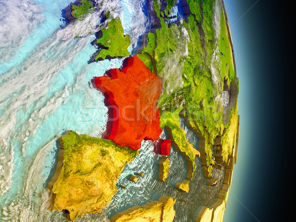Francja czerwony przestrzeni model orbita 3d ilustracji Zdjęcia stock © Harlekino