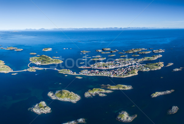 Aéreo Noruega hermosa panorama escénico pesca Foto stock © Harlekino