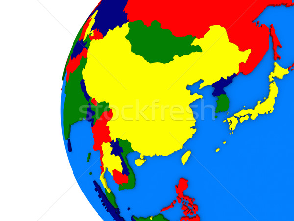 Stock fotó: Ázsia · régió · politikai · földgömb · illusztráció · fehér