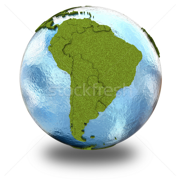 Südamerika Planeten Erde 3D Modell grasbewachsenen Kontinente Stock foto © Harlekino