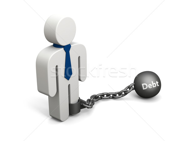 Schulden Illustration Person Krawatte Eisen Ball Stock foto © Harlekino