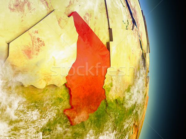 Chad czerwony przestrzeni model orbita 3d ilustracji Zdjęcia stock © Harlekino
