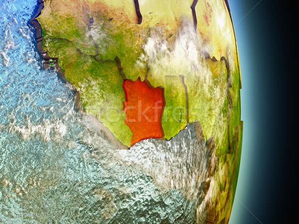 Ivory Coast in red from space Stock photo © Harlekino