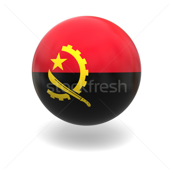 Foto d'archivio: Angola · bandiera · sfera · isolato · bianco