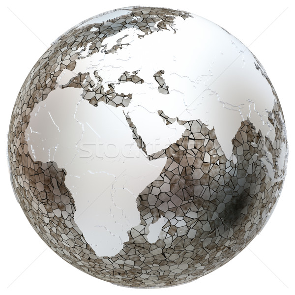 Afrika áttetsző Föld fémes modell Föld Stock fotó © Harlekino