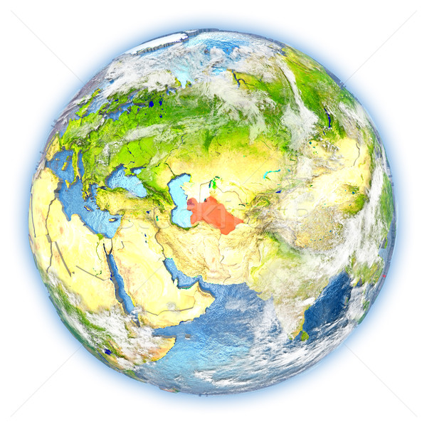 Turkmenistan Erde isoliert rot Planeten Erde 3D-Darstellung Stock foto © Harlekino