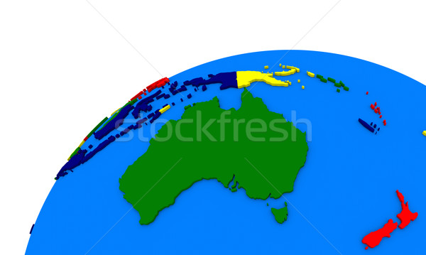 Ausztrália Föld politikai térkép földgömb utazás Stock fotó © Harlekino