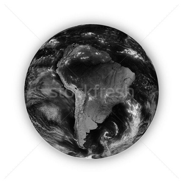 America de sud întuneric Planet Earth izolat alb Imagine de stoc © Harlekino